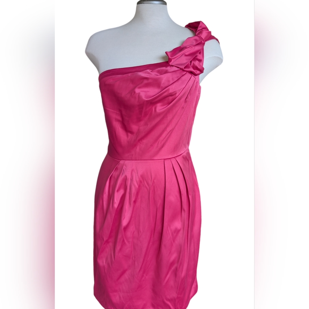 Bisou Bisou Pink Pink Satin one-shoulder party dress size 12
